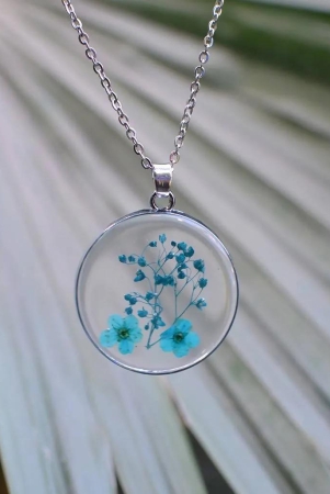 Twin Cobalt Real Dried Flower Necklace