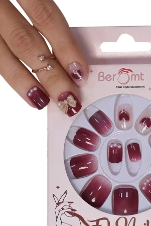 bridal-single-stone-nails-nail-kit-included-maroon-omber