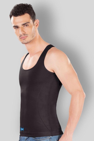 dermawear-black-cotton-blend-mens-vest-pack-of-1-m