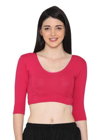 vami-womens-34-length-cotton-stretchable-readymade-plain-blouse-fuchsia-fuchsia-m