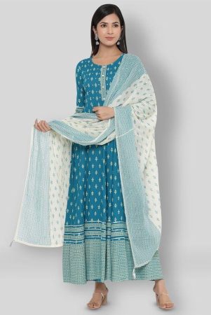 KIPEK - Blue Straight Rayon Womens Stitched Salwar Suit ( Pack of 1 ) - XXL