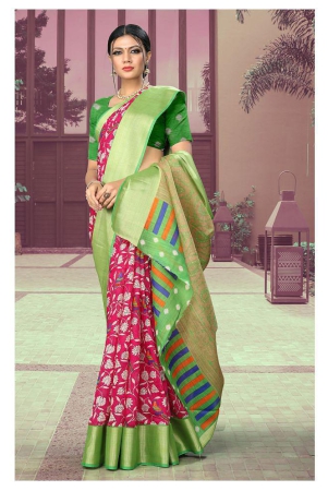 offline-selection-pink-polyester-saree