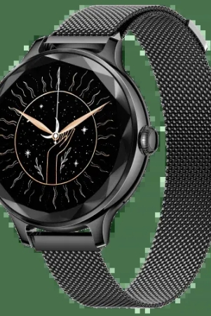 noise-diva-smartwatch-with-diamond-cut-dial-glossy-metallic-finish-amoled-display-mesh-metal-and-leather-strap-options-100-watch-faces-female-cycle-tracker-smart-watch-for-women-black-link