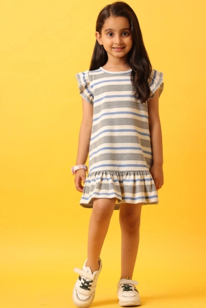 GREY WHITE STRIPED RUFFLE DRESS-GREY-10-12 YEARS / 1N / GREY