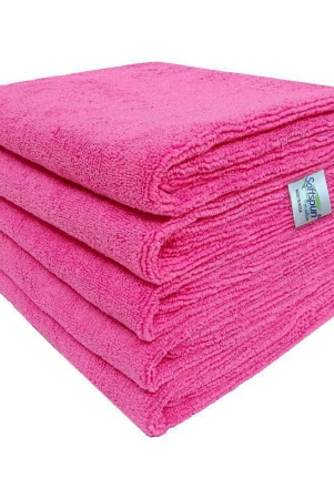 softspun-microfiber-cloth-5-pcs-40x60-cms-340-gsm-pink-thick-lint-streak-free-multipurpose-cloths-automotive-microfibre-towels-for-car-bike-cleaning-polishing-washing-detailing