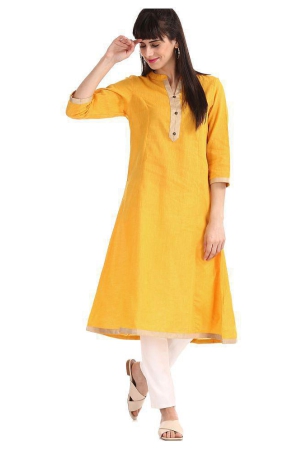 karigari-yellow-cotton-womens-flared-kurti-pack-of-1-xl