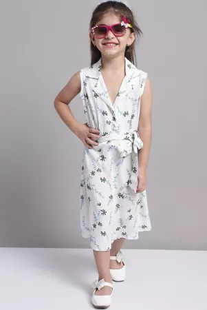 MINI & MING Girls Floral Printed Puff Sleeve A-Line Dress