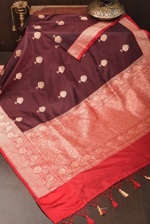 banarasi-katan-silk-saree-in-brown-red-with-damask-motifs-silk-mark-certified