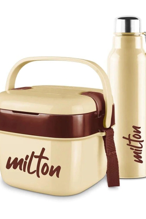 milton-cube-lunchmate-steel-fit-630-ml-bottle-cubic-big-tiffin-set-of-2-pcs-cream