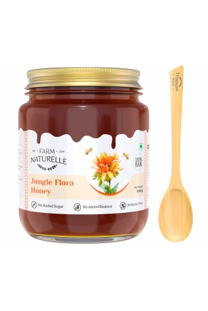 farm-naturelle-jungle-flower-wild-forest-honey-100-pure-honey-850g150g-extra-and-a-wooden-spoon-raw-natural-unprocessed-honey-un-heated-honey-lab-tested-honey-in-glass-bottle