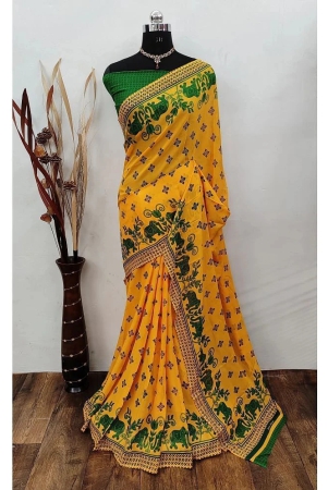 kashvi-sarees-georgette-printed-saree-with-blouse-piece-green-pack-of-1-green