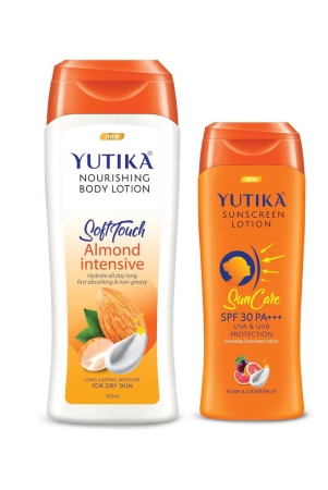 yuthika-almond-body-lotion-300ml-and-sunscreen-lotion-spf-30-pa-with-uva-uvb-protection-100ml