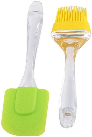 thriftkart-multicolor-silicone-spatula-and-brush-set-set-of-2-multicolor