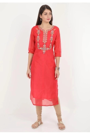 alena-red-silk-blend-womens-straight-kurti-s