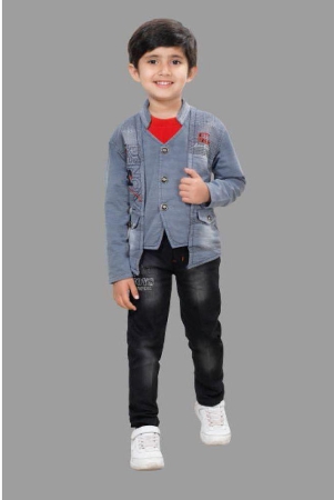 dkgf-fashion-light-grey-cotton-blend-boys-shirt-pants-pack-of-1-none