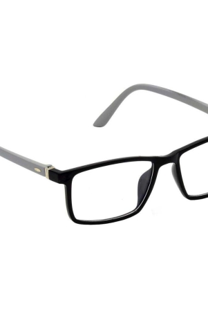 Hrinkar Trending Eyeglasses: Black and Grey Rectangle Optical Spectacle Frame For Men & Women |HFRM-BK-GRY-16