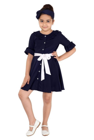 Naughty Ninos Girls Navy Blue Fit & Flared Dress - None