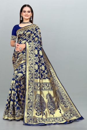 om-shantam-sarees-navy-blue-banarasi-silk-saree-with-blouse-piece-pack-of-1-navy-blue