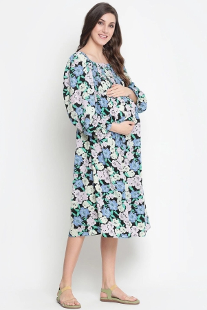 oxolloxo-black-blue-floral-maternity-midi-dress