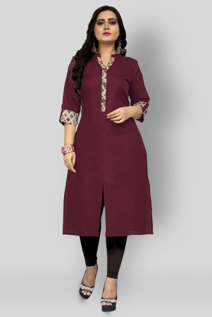 rangrasiya-maroon-cotton-blend-womens-front-slit-kurti-pack-of-1-xxl