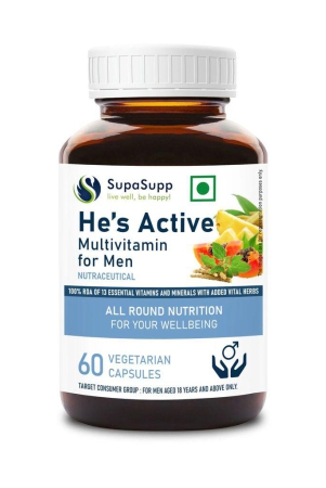 Sri Sri Tattva SupaSupp He's Active - Multivitamin For Men | All Round Nutrition For Your Wellbeing | Health Supplement | 60 Veg Cap, 500mg