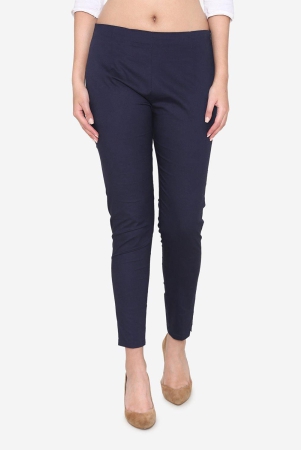 Women's Cotton Formal Trousers - Navy Navy L