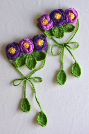 Hand Crafted Crochet Curtain Tiebacks Purple