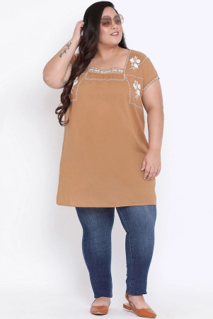 oxolloxo-women-brown-solid-embroidered-tunic