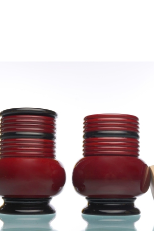 channapatna-wood-craft-small-red-multipurpose-storage-jar-set-of-2-