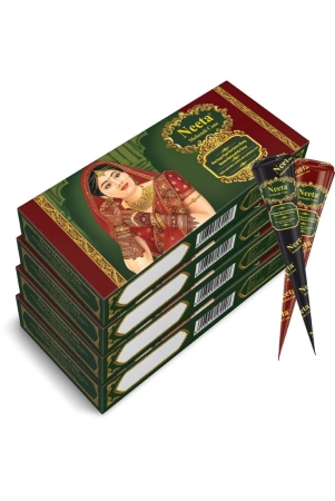 Neeta Mehendi Cones for Hand Desgning & Wedding, Bridal Mehandi Cone Reddish Brown Color 4 Pcs in 1 Box (Pack of 4)