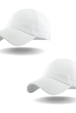 thriftkart-white-cotton-blend-mens-cap-pack-of-2-white