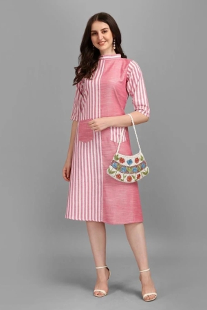 gufrina-cotton-blend-striped-midi-womens-fit-flare-dress-pink-pack-of-1-none