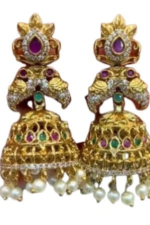 Gold Plated Kundan and Pearl Drop Earrings