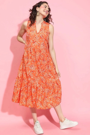 oxolloxo-women-floral-print-mandarin-collar-fit-flare-midi-dress