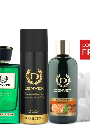 denver-gift-pack-autograph-collection-intenseoud-bodywash-refreshing-with-loofah-hamilton-caliber-200ml