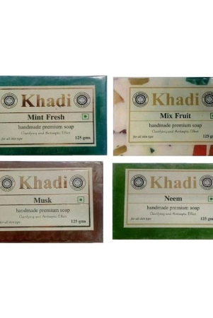 khadi-herbal-soap-combo-mint-fresh-mix-fruit-musk-neem-soap-500-gm-pack-of-4