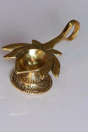 KridayKraft Metal Kamal Shape Aarti Deepak Dia Decorative Oil Lamp Diya for Pooja Room Mandir
