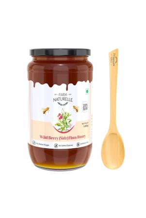 farm-naturelle-wild-berry-sidr-flora-honey-honey1450gm-and-a-wooden-spoon-100-pure-organic-honey-raw-natural-un-processed-un-heated-honey-lab-tested-honey-in-glass-bottle