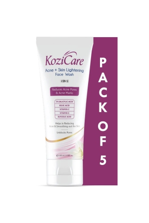 kozicare-acne-face-wash-2-in-1-with-kojic-acid-salicylic-acid-vitamin-c-e-glycolic-acid-reduces-acne-smooths-skin-100ml-pack-of-5-kozicare-acne-skin-lightening-face-wash-kojic-acid