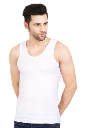 NRG Mens Sleeveless White Cotton Vest ( Pack of 1 RN Vest ) G21 SIZE : 85 CM - M