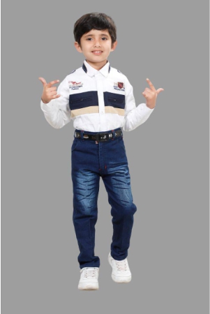 dkgf-fashion-beige-cotton-blend-boys-shirt-jeans-pack-of-1-none