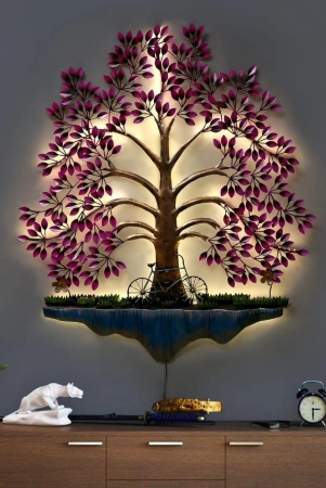 Big size 3 x 3 feet, LED Metal frame with tree design and scenery antique wall hanging for home decor