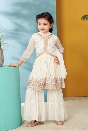 aarika-cream-georgette-girls-kurta-and-sharara-set-pack-of-1-none