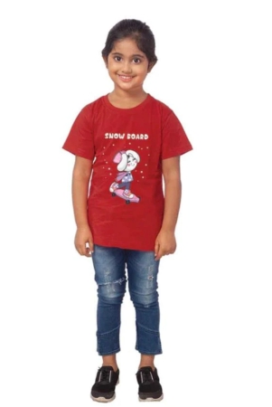 girls-cotton-snow-board-half-sleeve-tshirt-maroon-pid41472