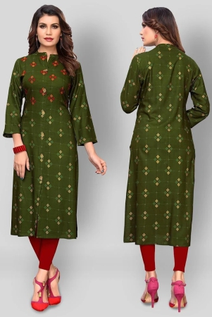 vbuyz-green-rayon-womens-front-slit-kurti-pack-of-1-xl