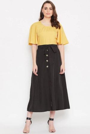 Women Yellow & Black Solid Top with Skirt