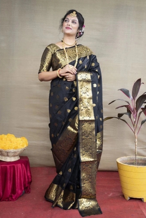 ofline-selction-banarasi-silk-woven-saree-with-blouse-piece-black-pack-of-1-black