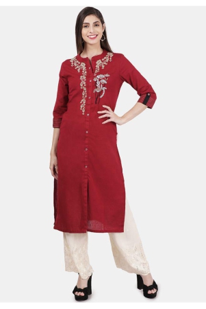 alena-maroon-cotton-womens-front-slit-kurti-xl