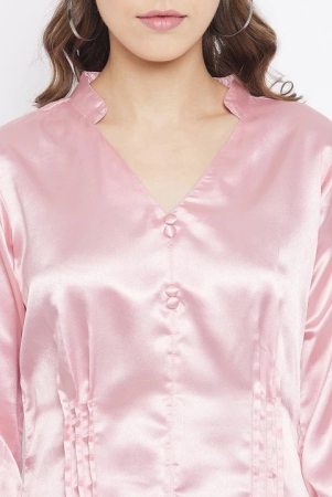 Women Pink Solid Satin Top