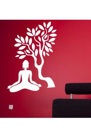 asmi-collection-meditating-white-god-buddha-under-a-tree-religious-inspirational-sticker-110-x-110-cms-